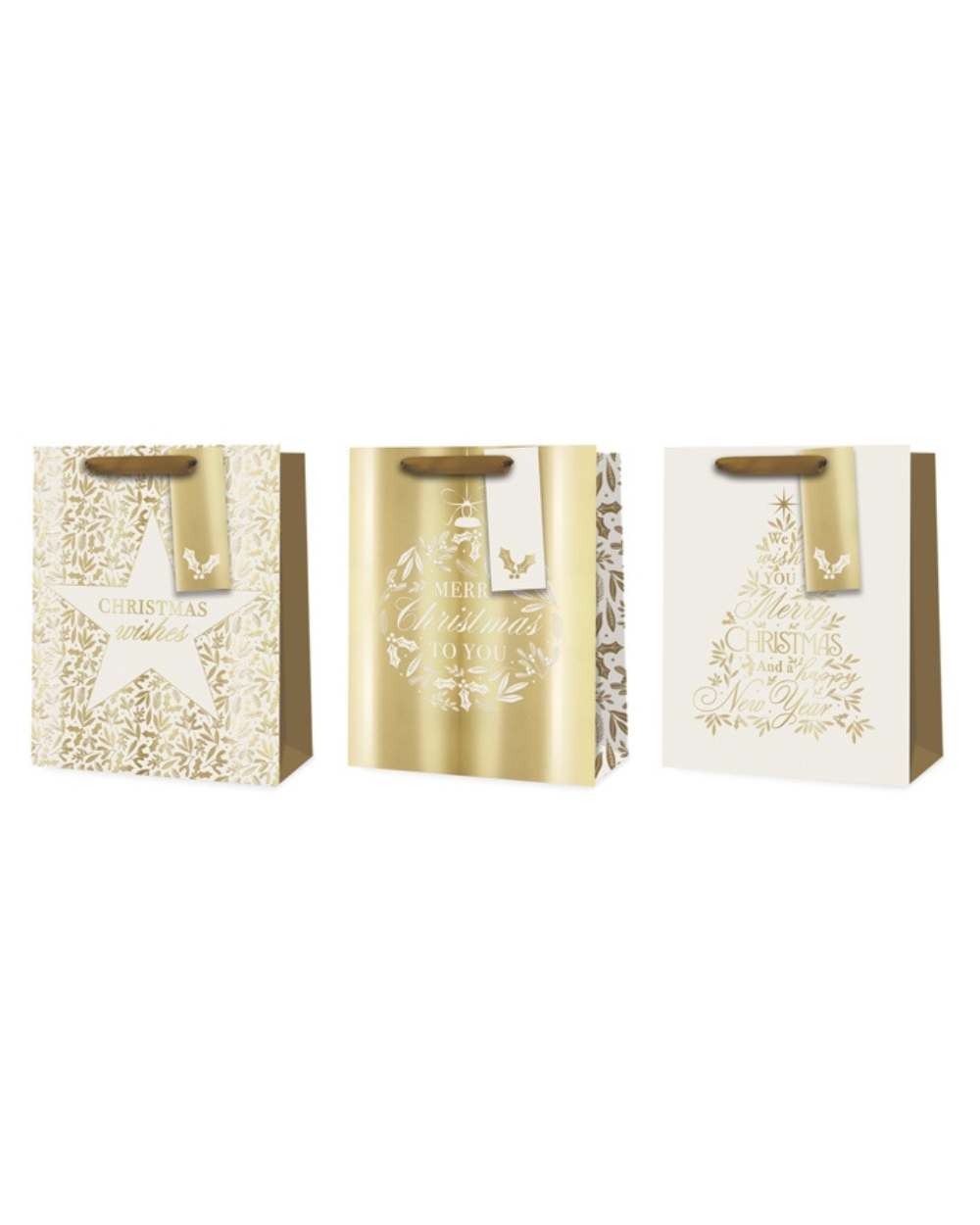 Christmas Gift Bag Golden Icons Medium 3 Pack