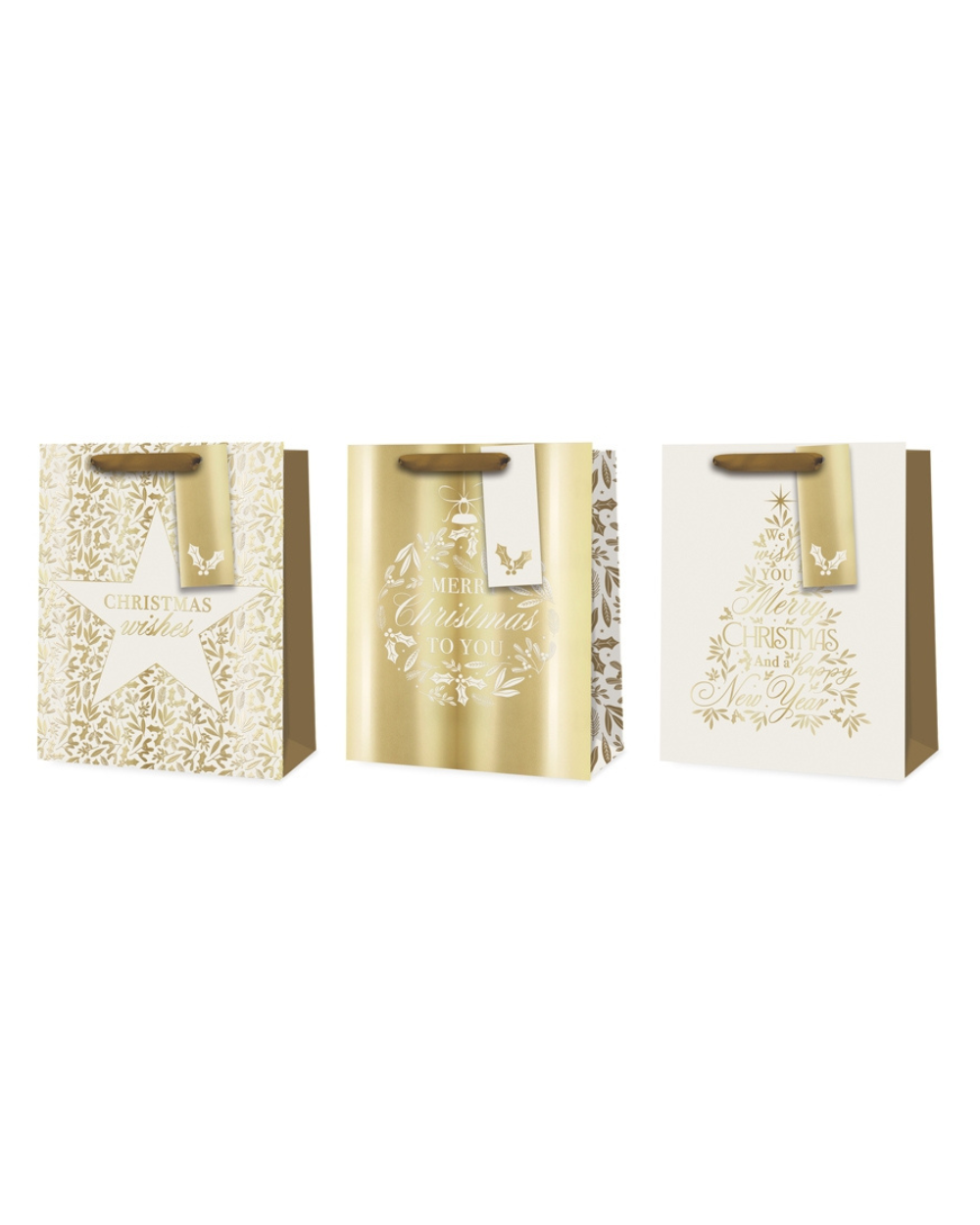 Christmas Gift Bag Golden Icons Large 3 Pack