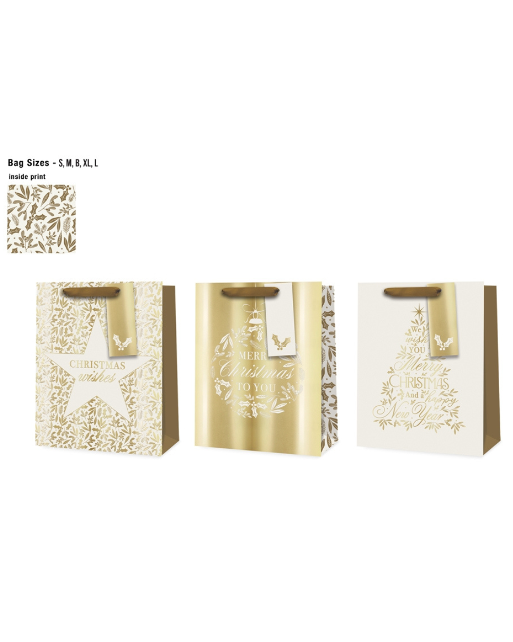 Christmas Gift Bag Golden Icons Large 3 Pack