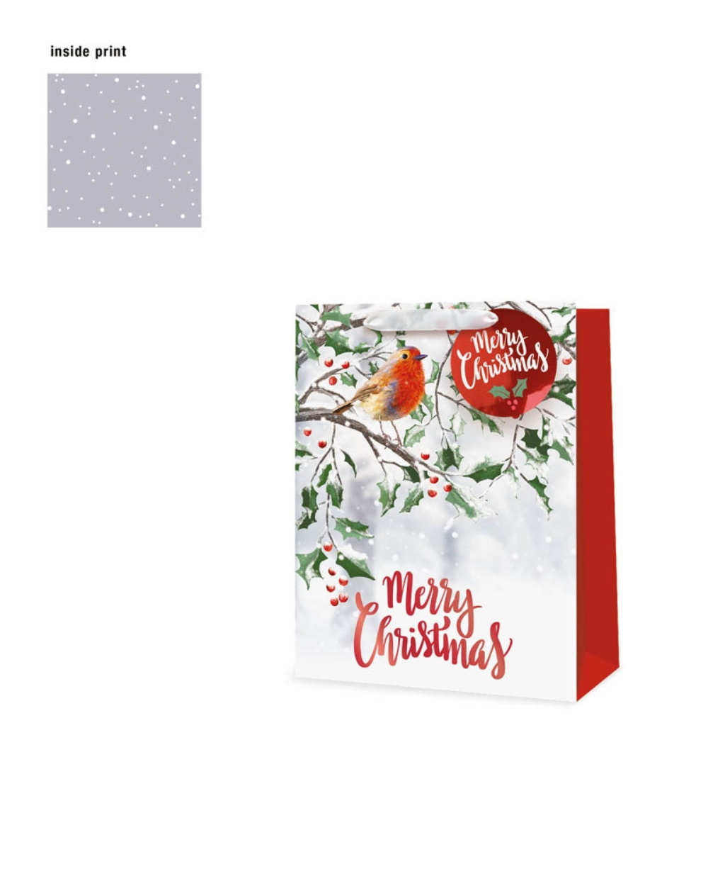 Christmas Gift Bag Robin Medium