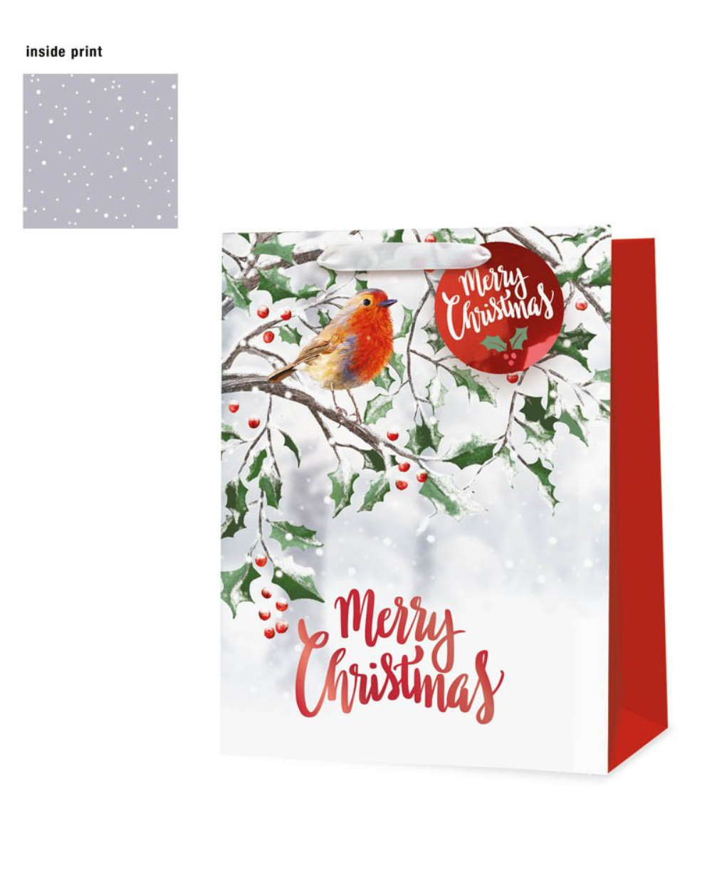 Christmas Gift Bag Robin Large