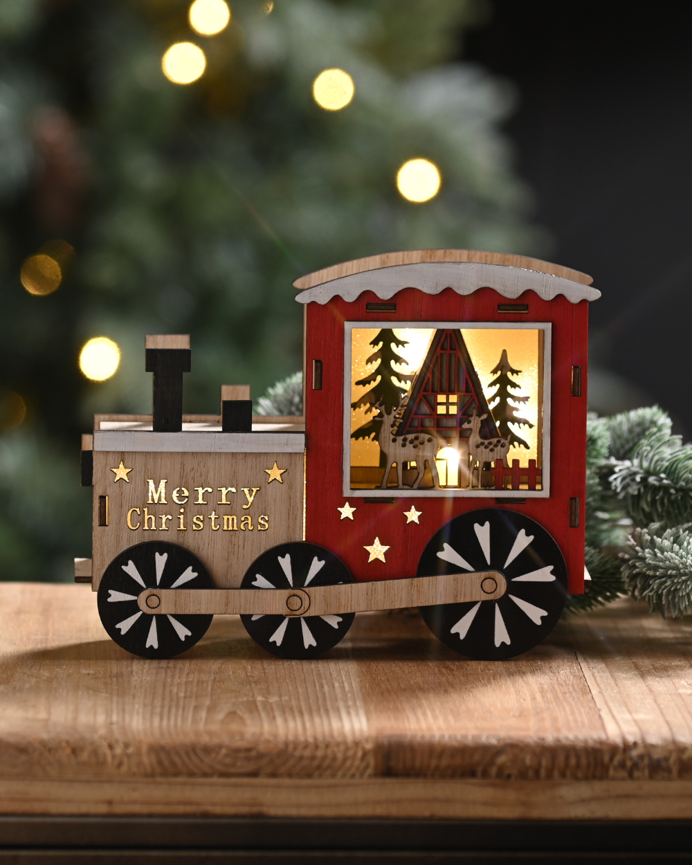 Christmas Wooden Train Light 18cm