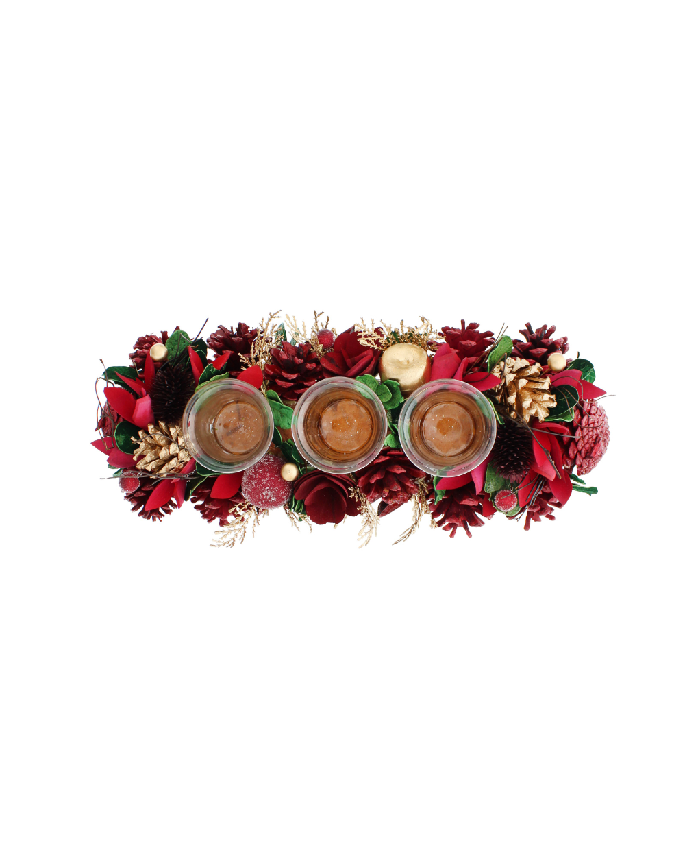 Pine Cone 3 Candle Holder Wreath 36cm