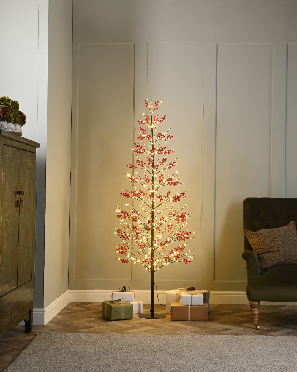 Red Berry Micro Dot Christmas Tree 90cm