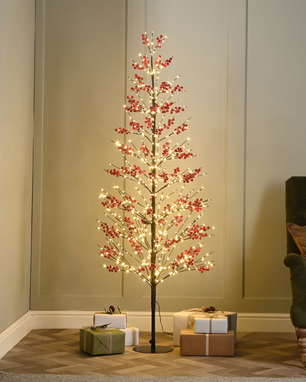 Red Berry Micro Dot Christmas Tree 90cm