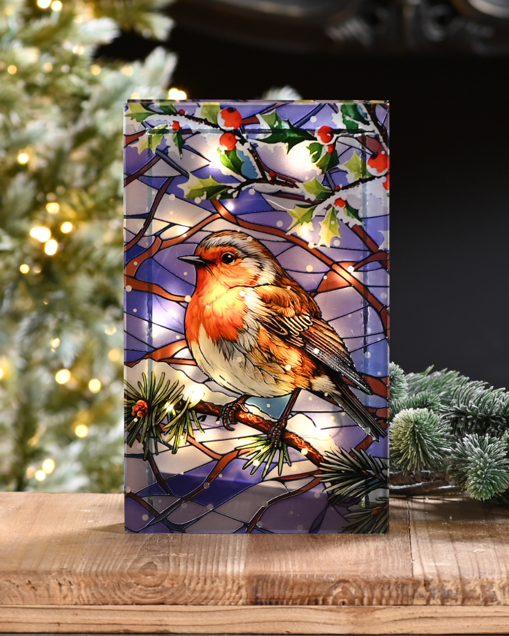 Stained Glass Robin Decoration 21cm