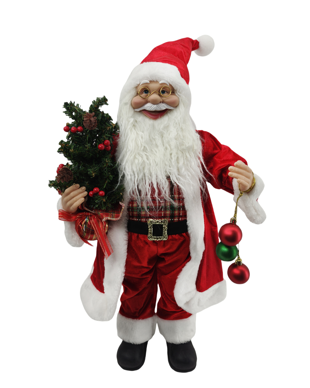 Standing Santa Decoration Plaid Jumper 60cm