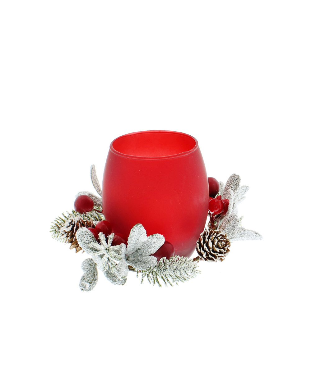 Red Berry Candle Holder With LED Tealight