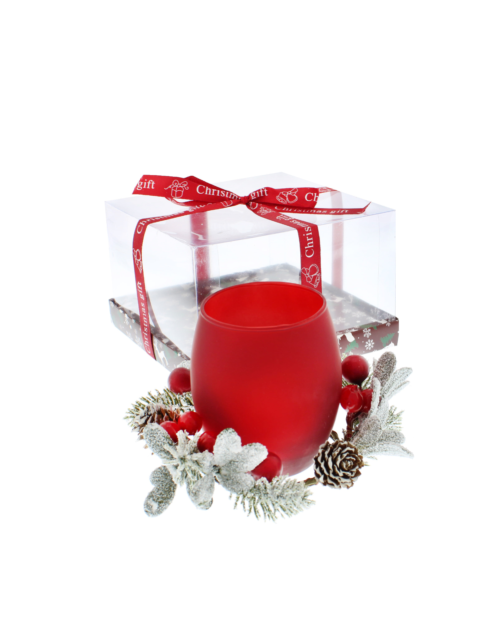 Red Berry Candle Holder With LED Tealight