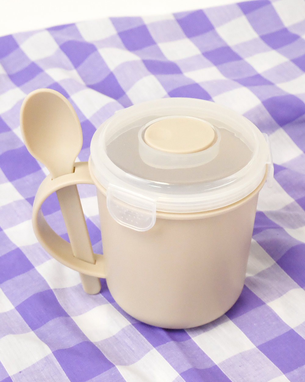 Microwavable Soup Mug With Spoon Taupe