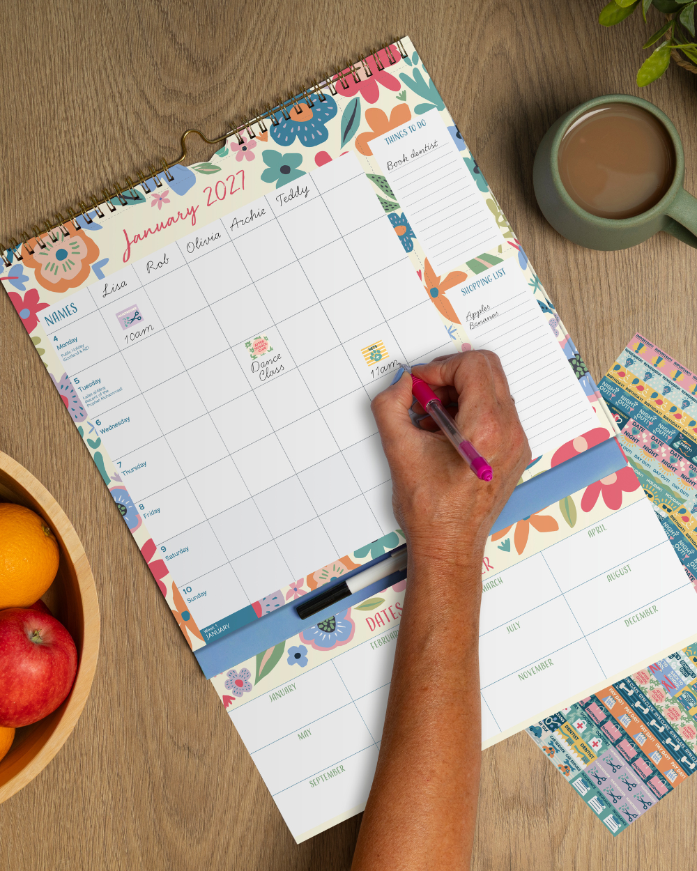 2027 Weekly Family Planner Organiser Floral