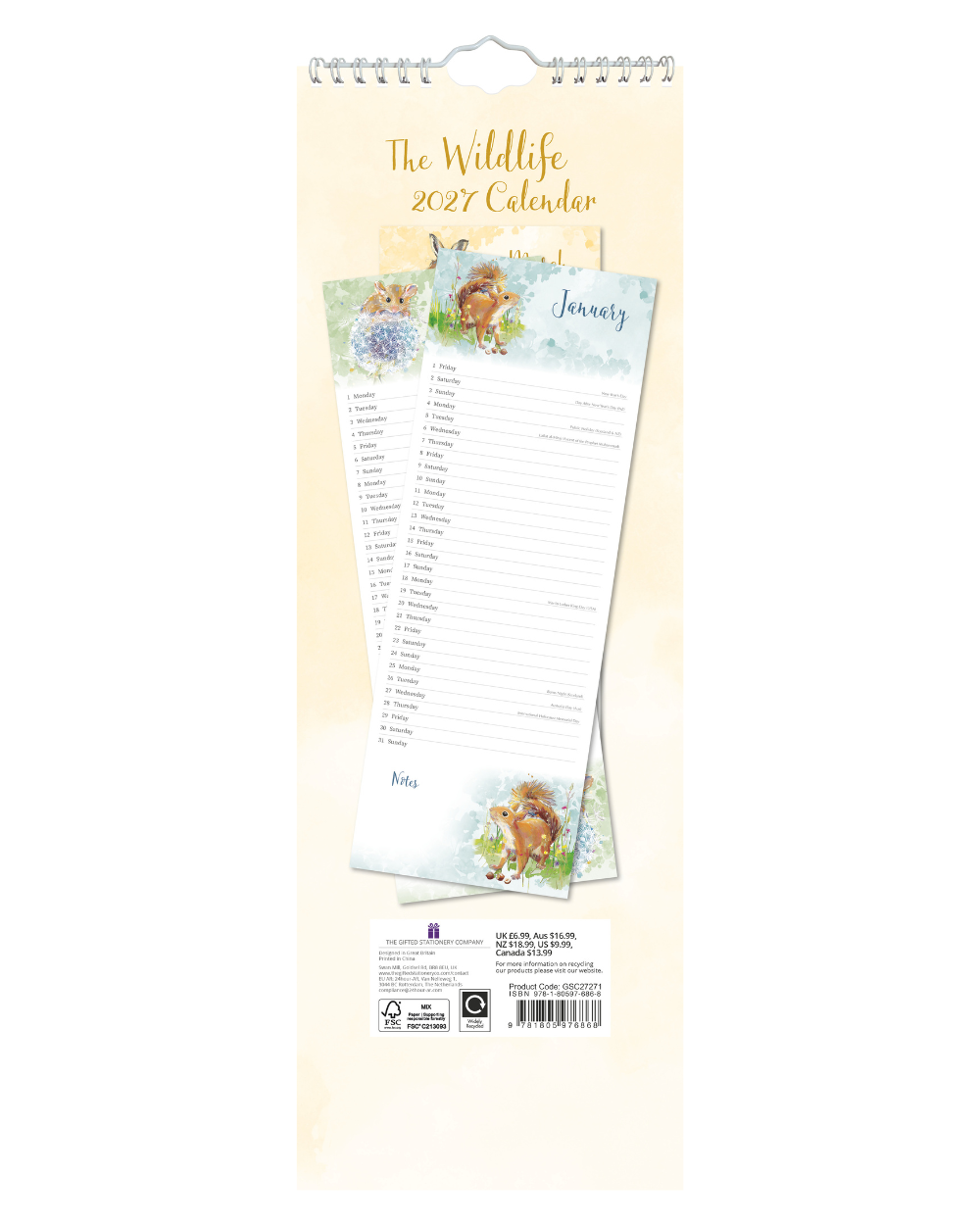 The Wildlife 2027 Slim Calendar