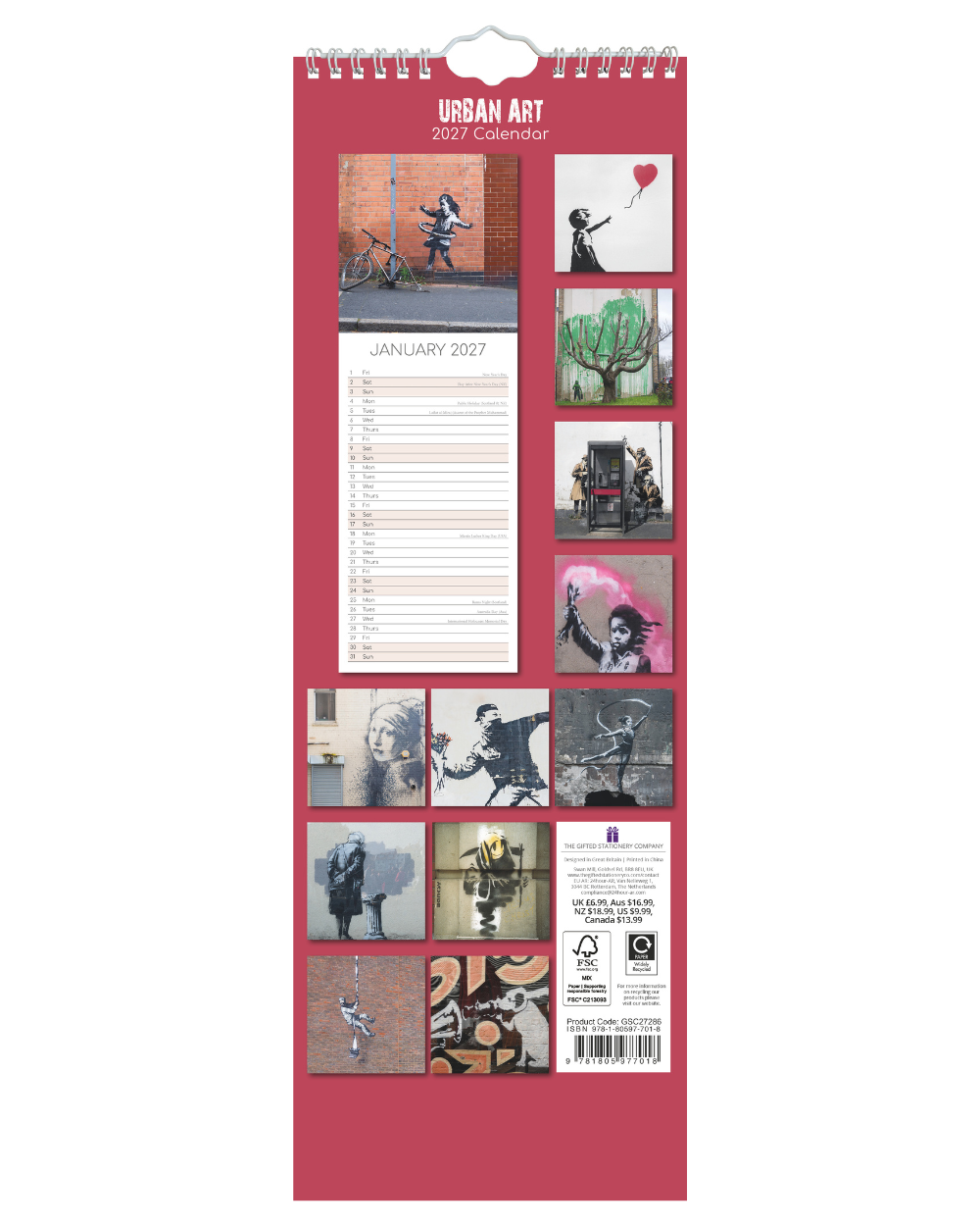 2027 Slim Calendar Urban Art