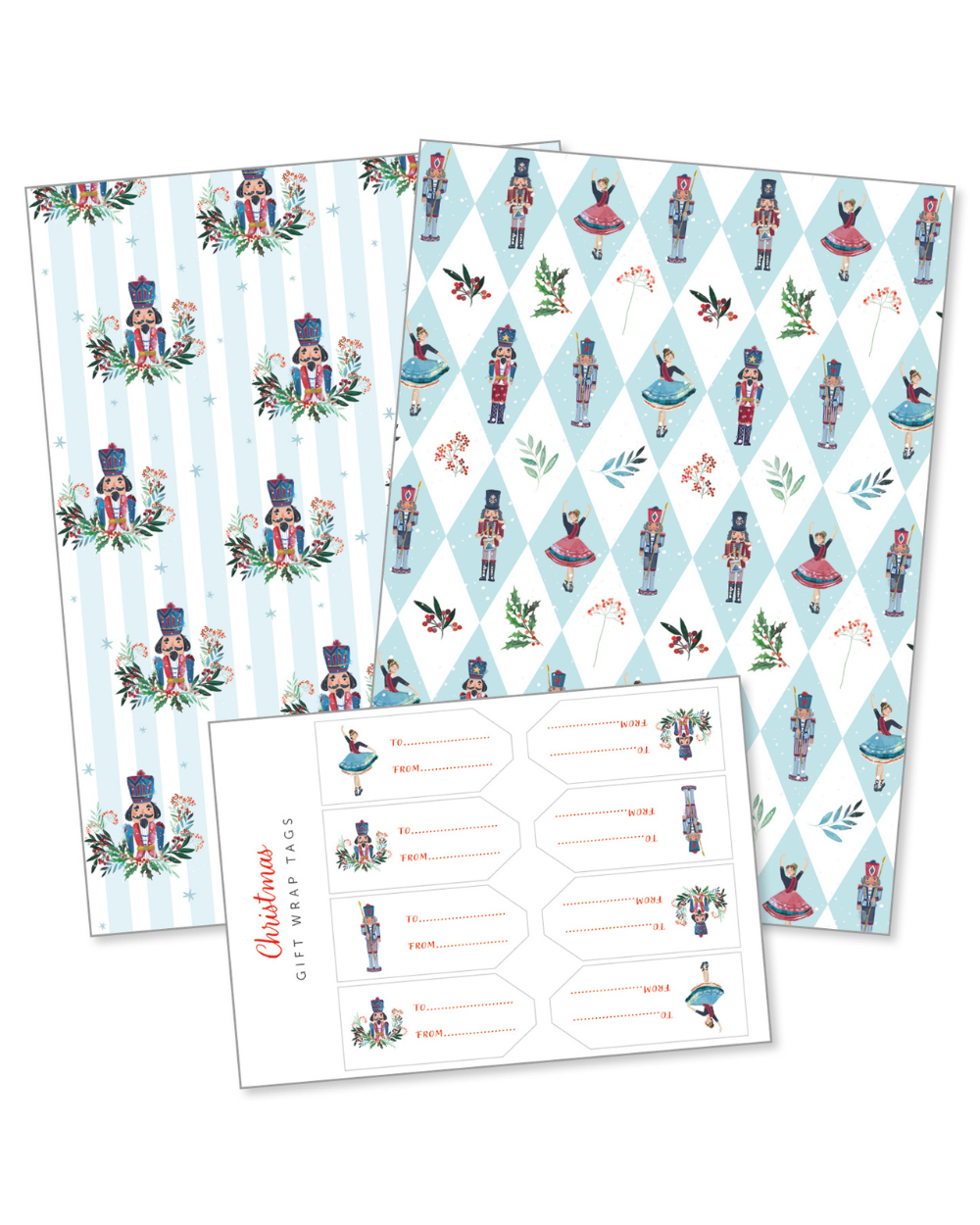 Nutcracker Christmas Gift Wrap Set