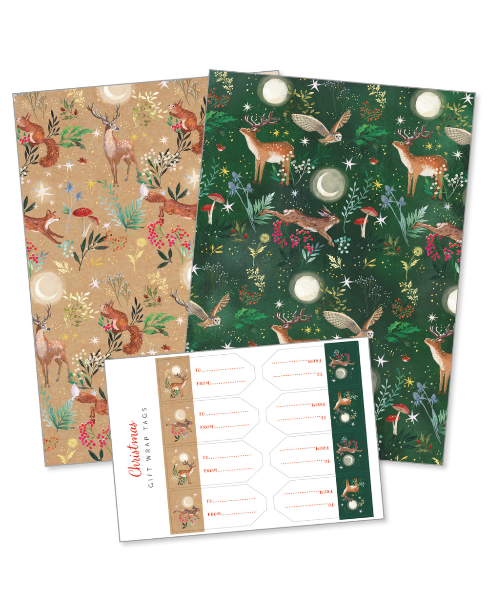 Festive Woodland Christmas Gift Wrap Set