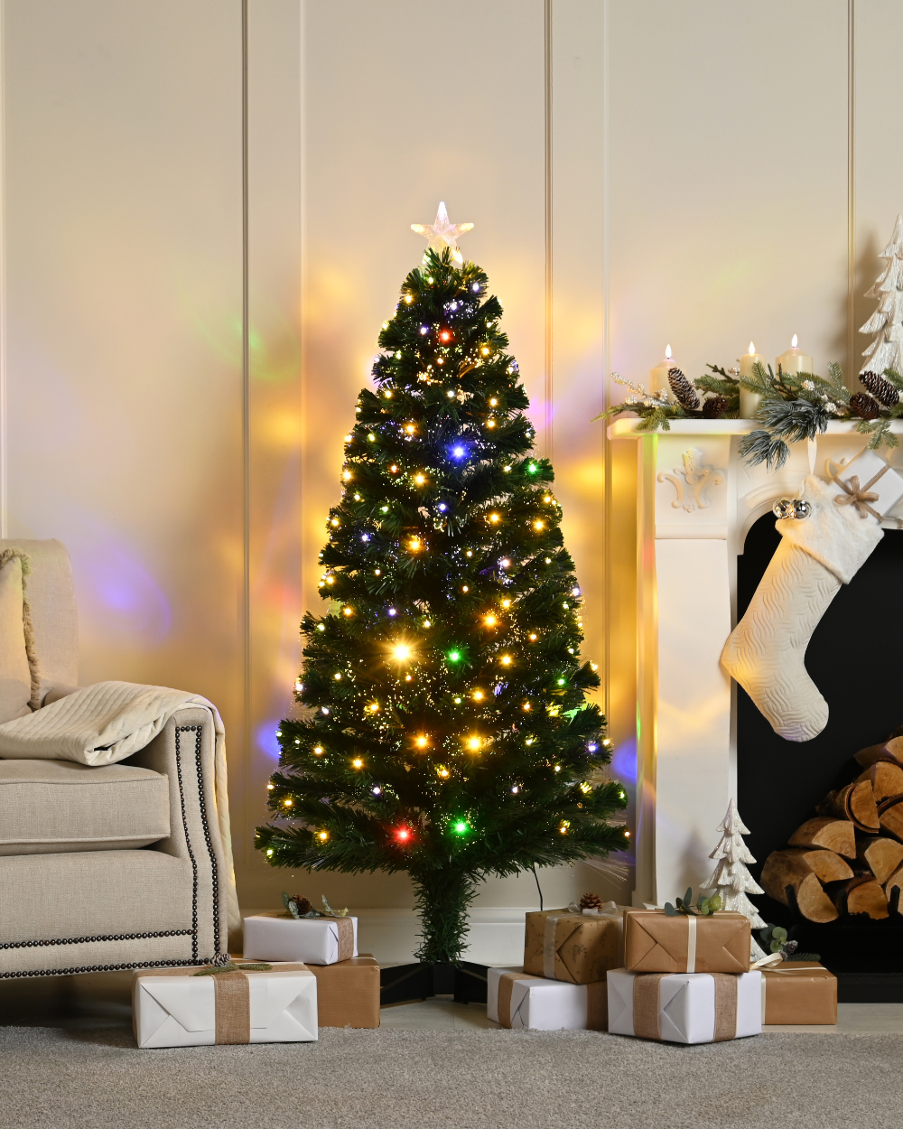Shimmer Fibre Optic Christmas Tree With Star 90cm