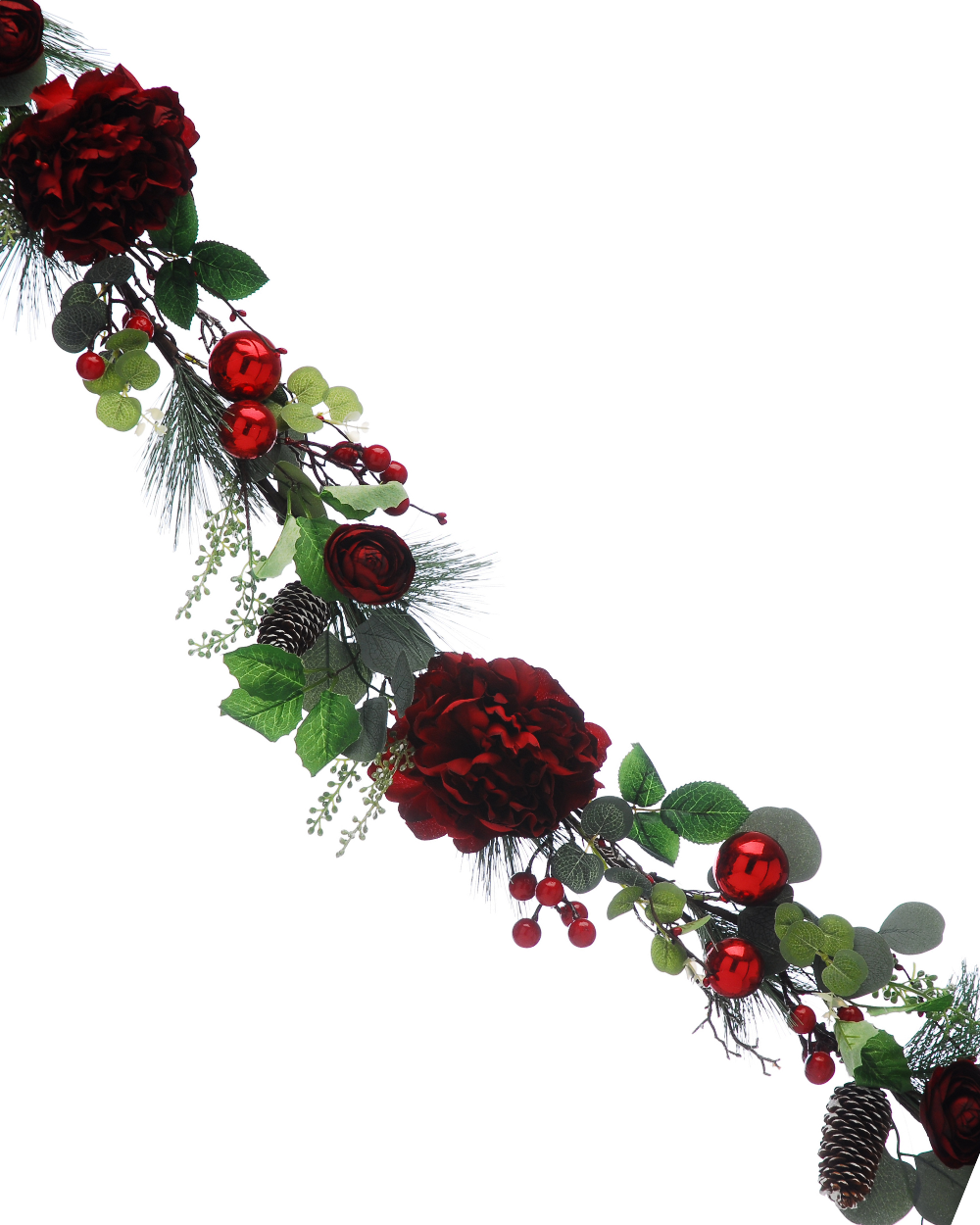 Red Peony & Berries Garland 152cm