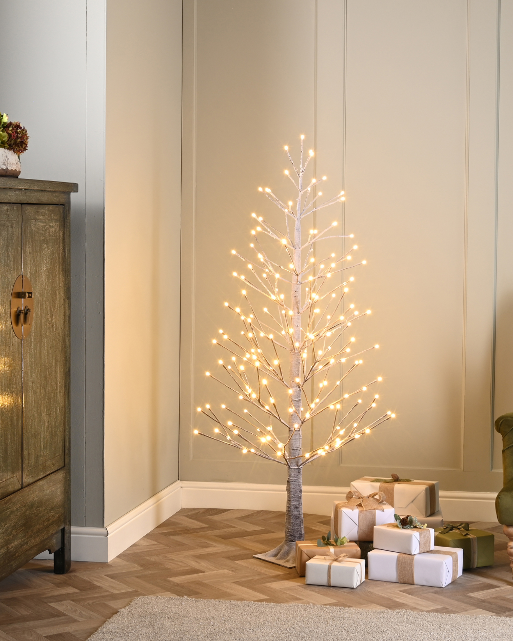 Snowy Christmas Twig Tree Lit 150cm