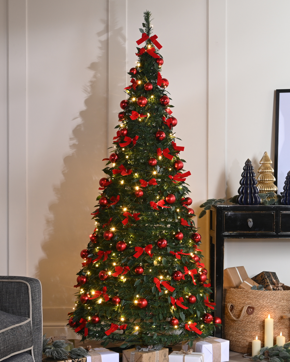 Red Bow Christmas Tree Pop Up 180cm Prelit