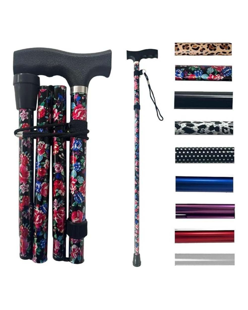 Folding Walking Stick Aid Assorted Colours