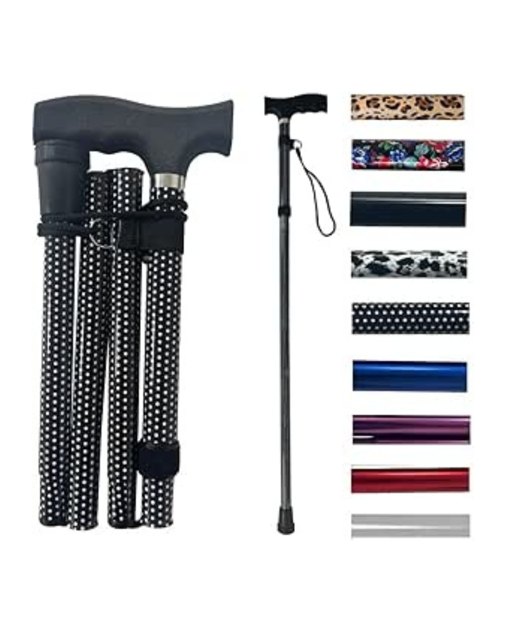 Folding Walking Stick Aid Assorted Colours