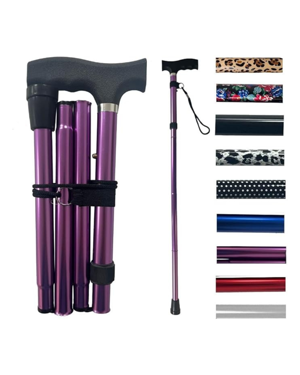 Folding Walking Stick Aid Assorted Colours