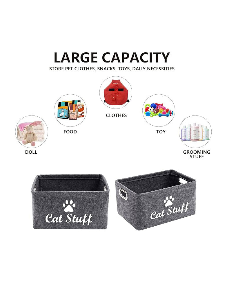 Morezi Felt Pet Toy Accessory Storage Basket Grey
