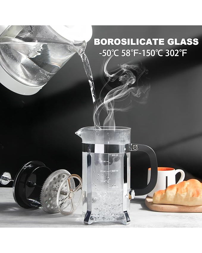 French Press Coffee Maker 34oz Glass Chrome