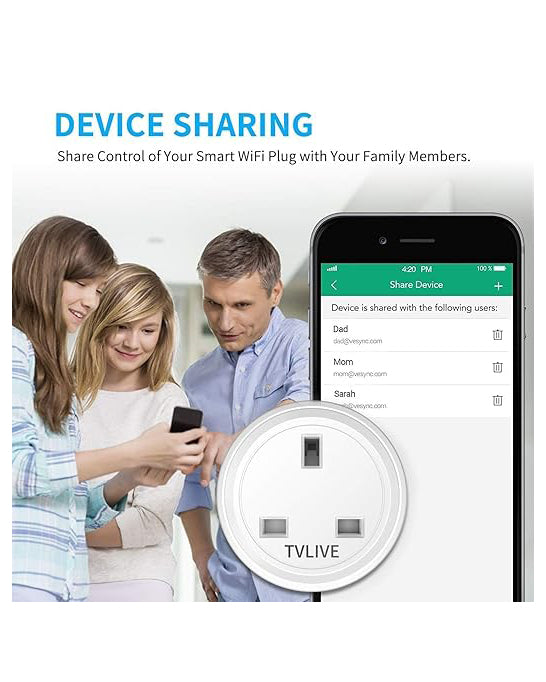 TVLIVE 2 Pack 13A Smart Plugs Wireless Smart Socket