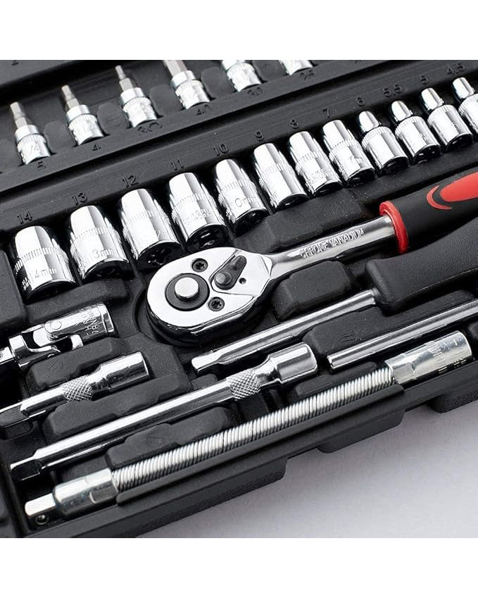 46 Piece Socket Wrench Set 1/4 Inch Drive Ratchet Set
