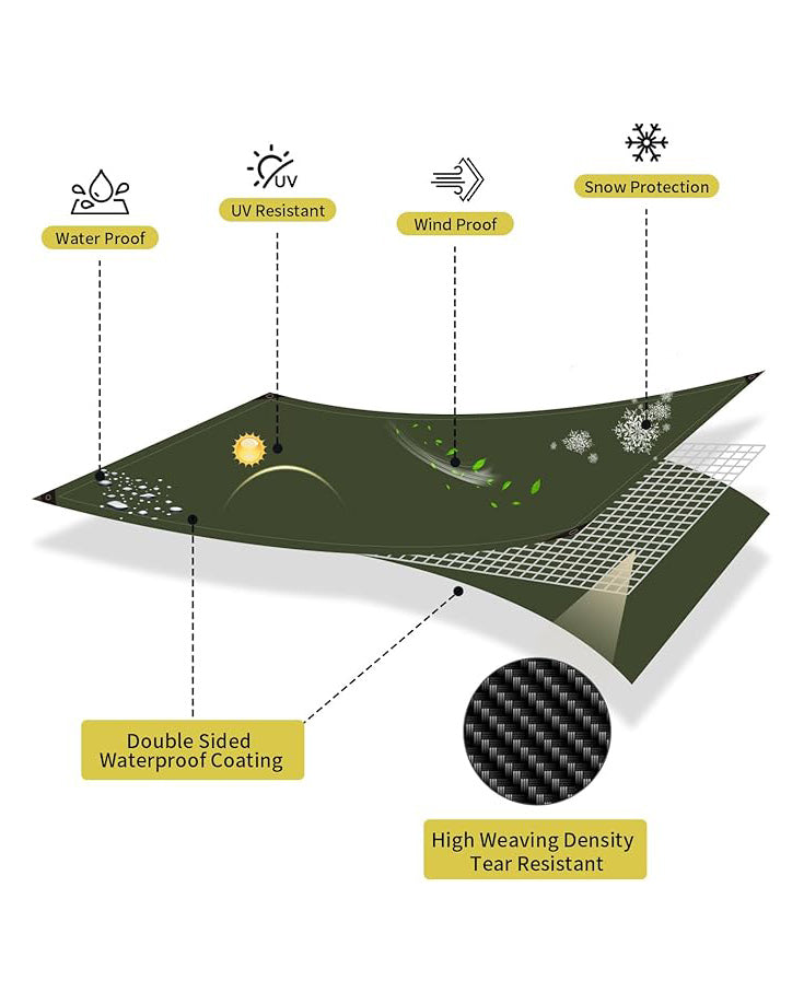 Tarpaulin Waterproof Groundsheet Sheet Cover 3x4m Green
