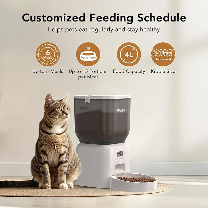 Olfjurk Automatic Dry Food Pet Feeder 4L White