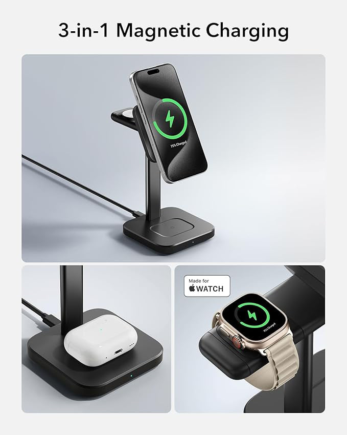 ESR 3-in-1 Wireless Charger Stand For iPhone Airpods Black