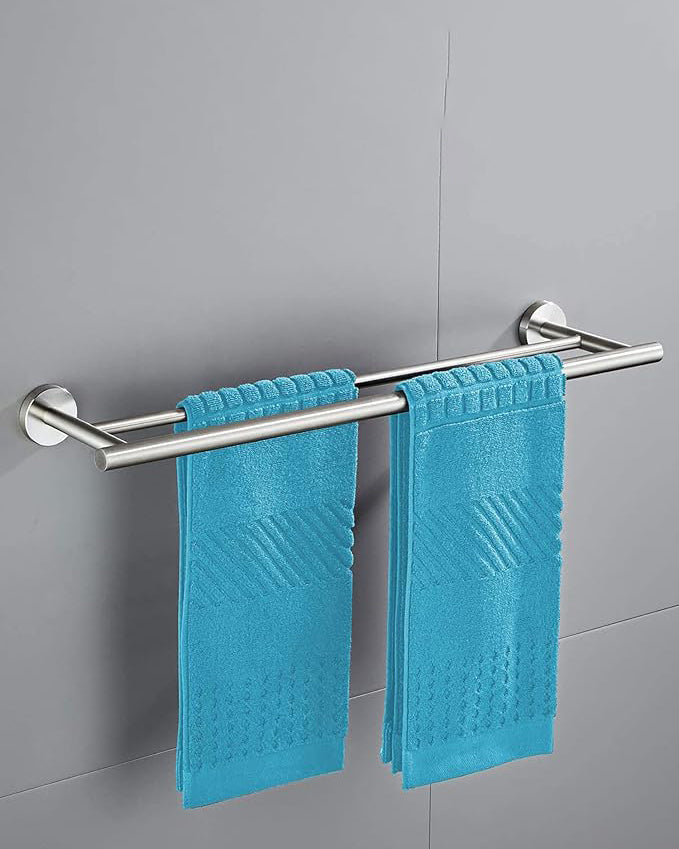 Double Towel Rail Wall Mounted Silver 50cm