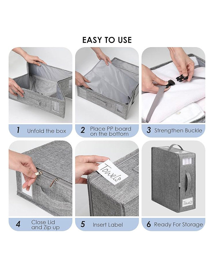WELTRXE Bedding Storage Bed Sheet Organiser 4 Pack Grey