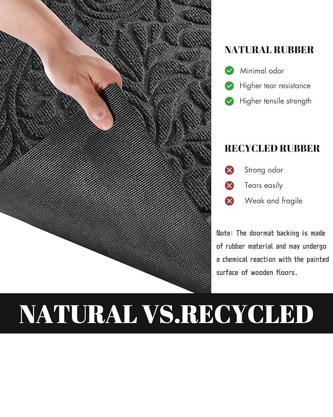 Door Mat Heavy Duty For Home Entrance 92 x 61 cm Black