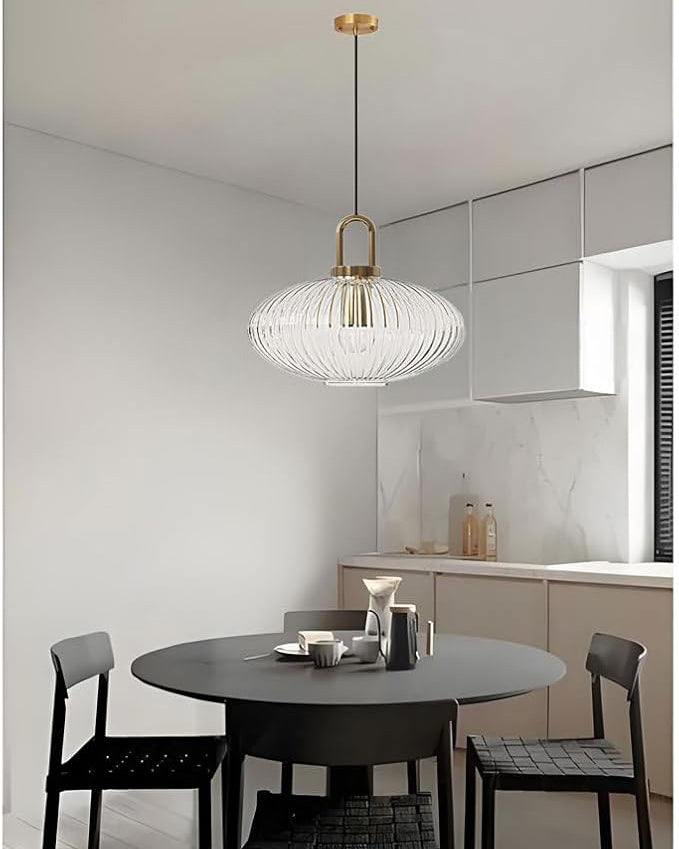 Clear Ribbed Glass Lamp Shade Pendant Light 300mm