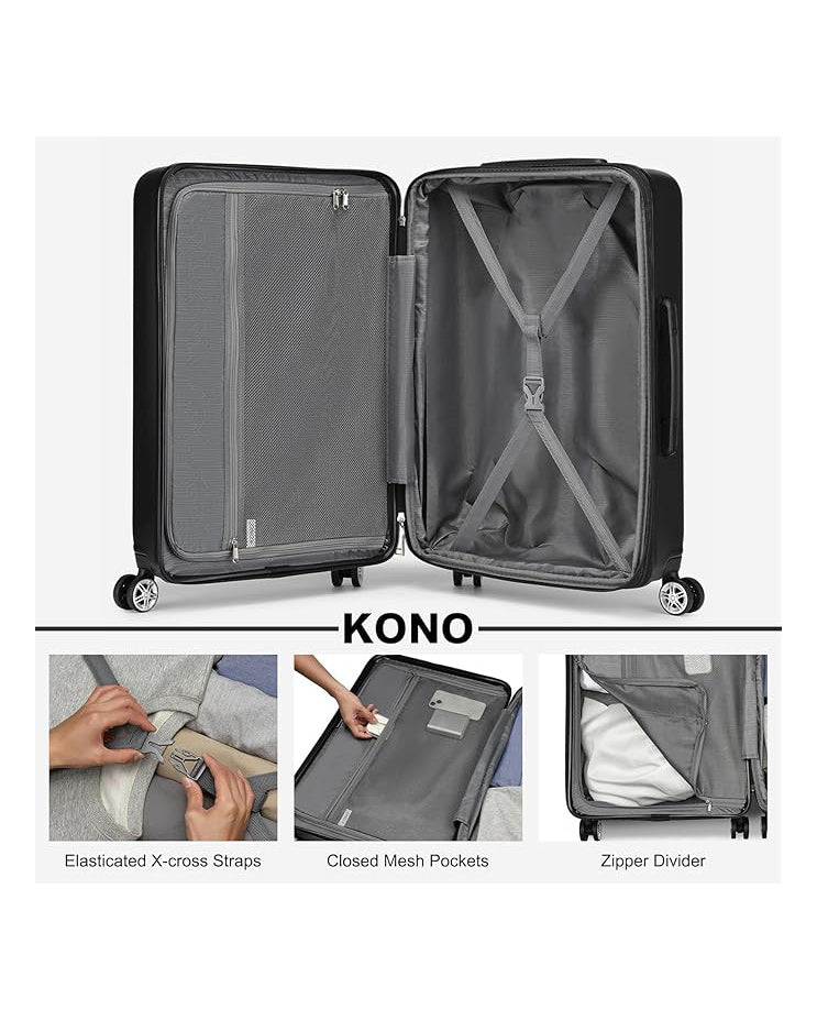 Kono 20 Inch Cabin Suitcase Lightweight Hard Shell Black