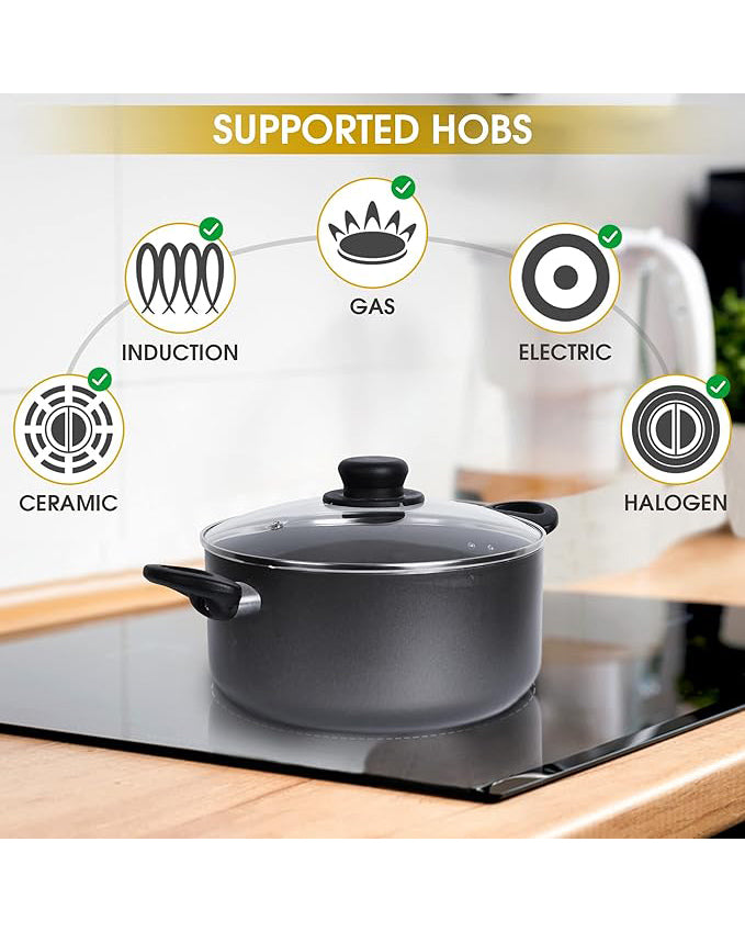 Stock Pot 5L 28cm Large Saucepan Non-Stick Cooking Pot