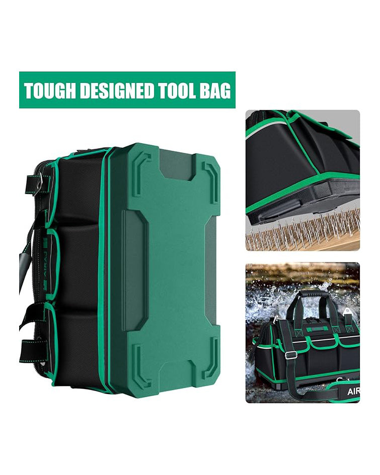 AIRAJ Tool Bag 16" Wide Mouth Heavy Duty Black Green
