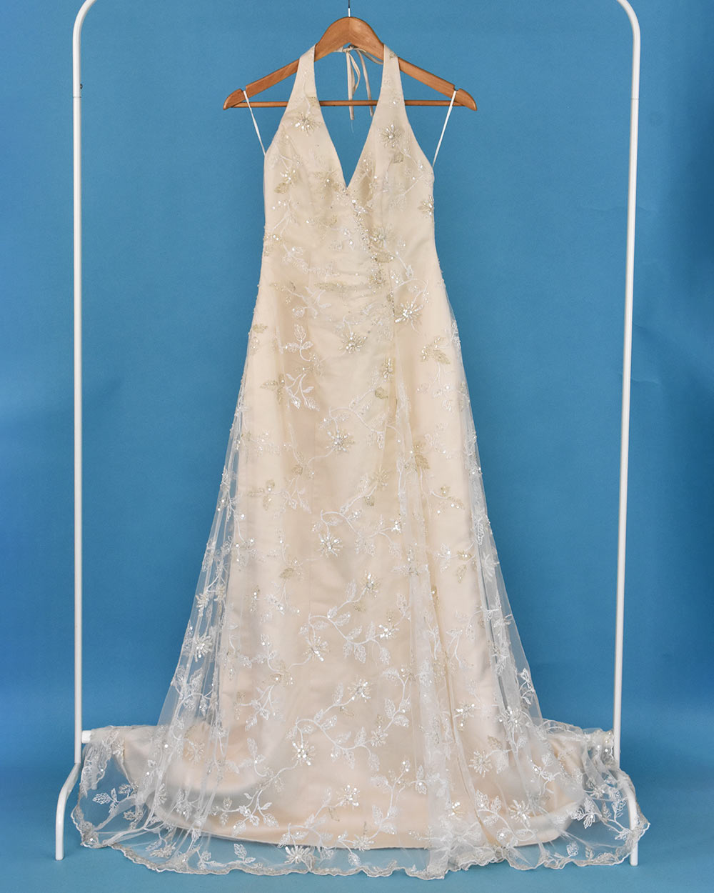 Maggie Sottero Champagne Halter Neck Wedding Dress Size 10