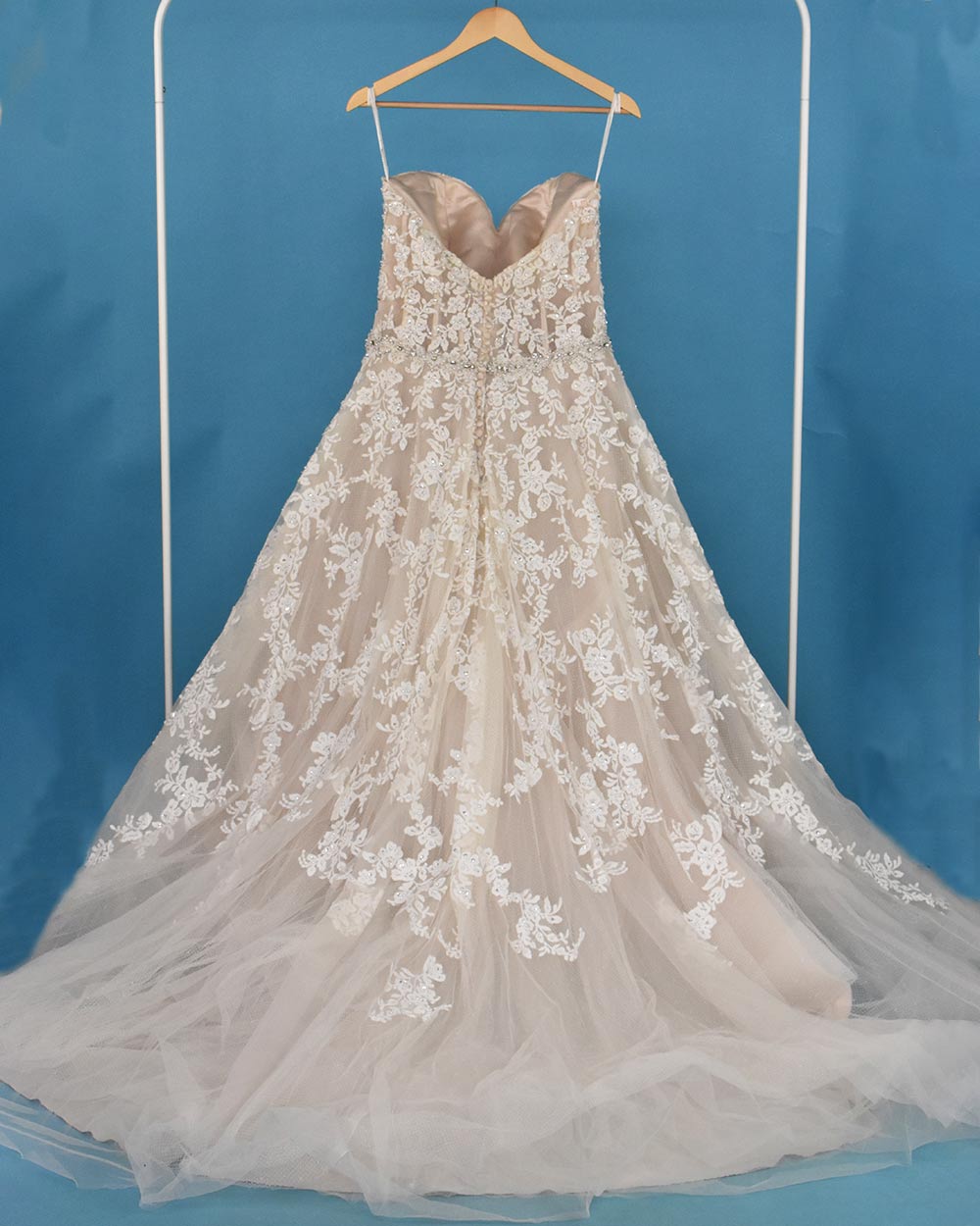 Kenneth Winston Champagne Princess Wedding Dress Size 12