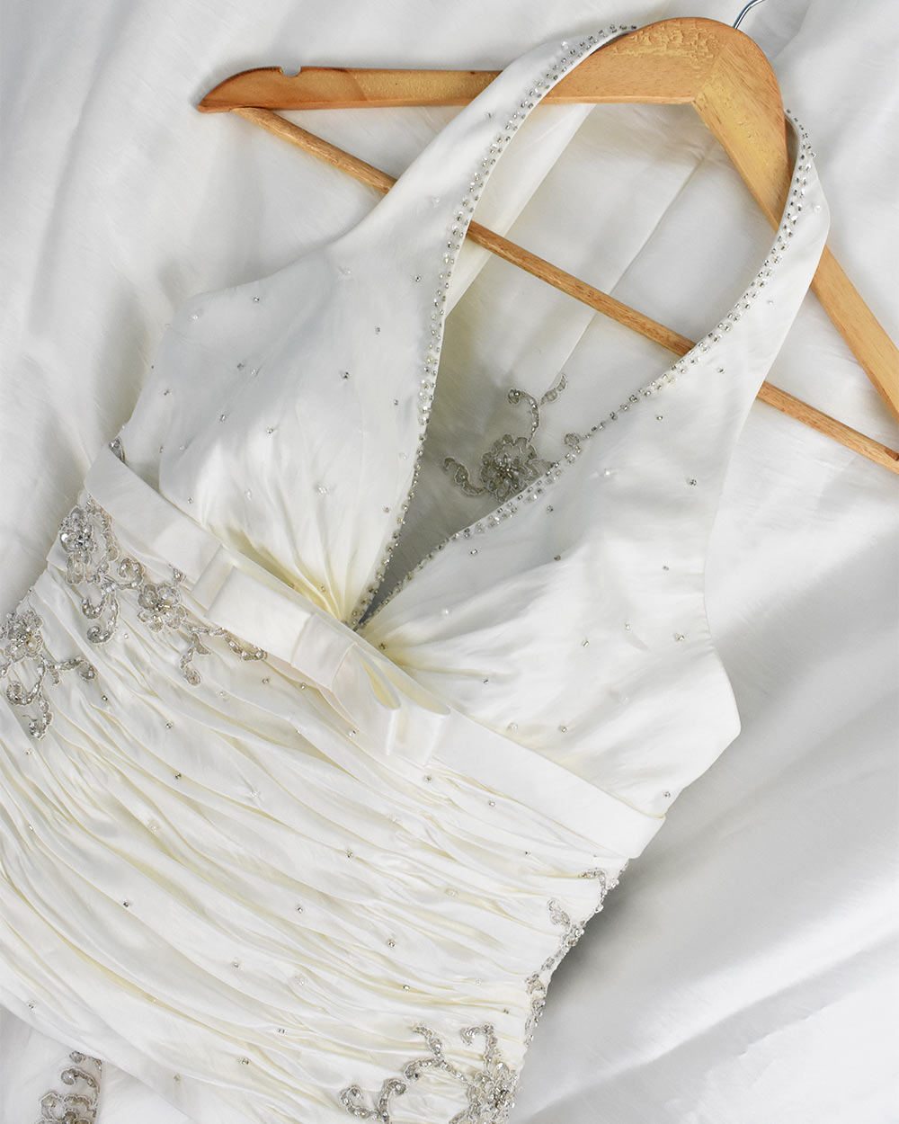Sacha James Ivory Halter Neck Wedding Dress Size 14
