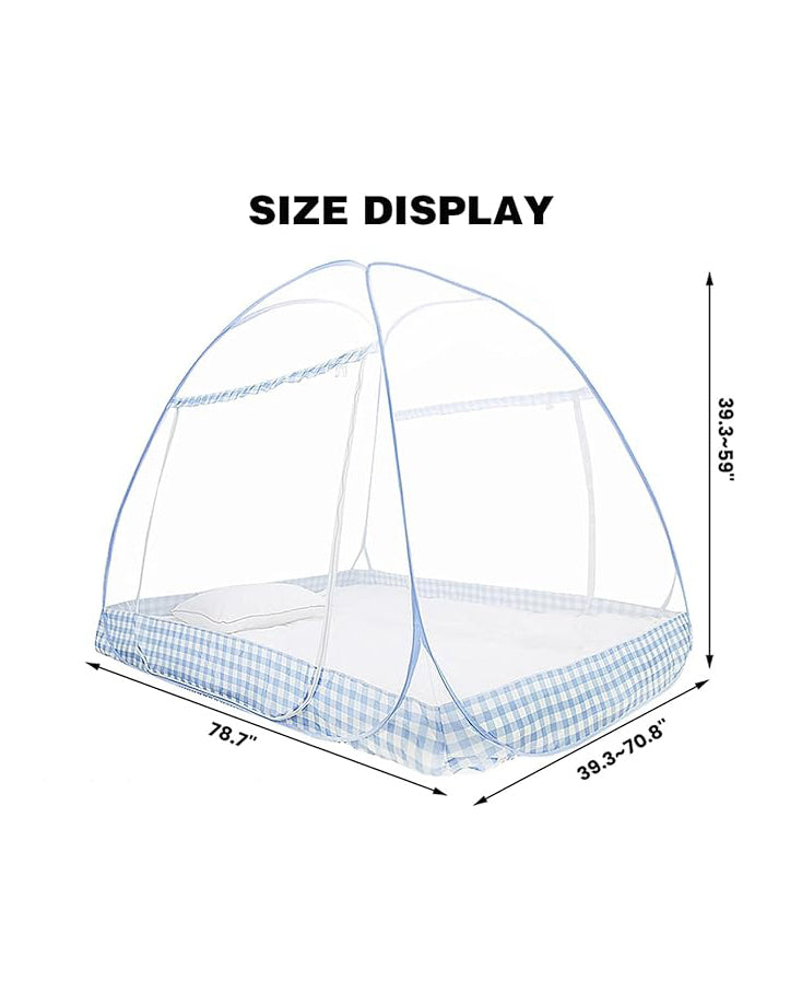 Foldable Mosquito Net Bed Canopy 100x200cm  Brown Edge