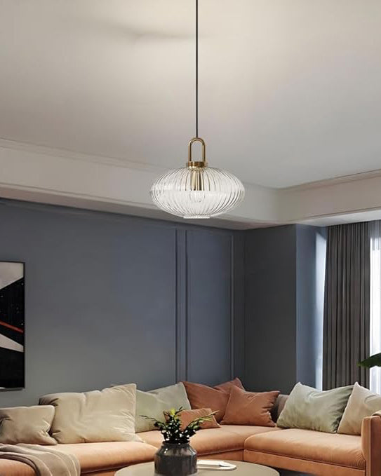 Clear Ribbed Glass Lamp Shade Pendant Light 300mm