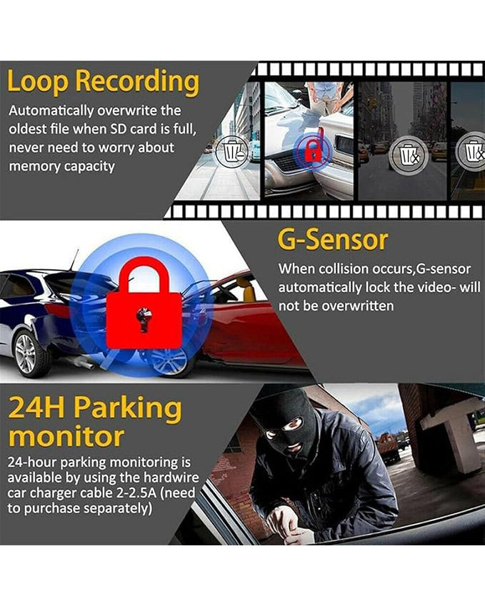 Dashcam Front Rear View Camera DVR 1080P HD