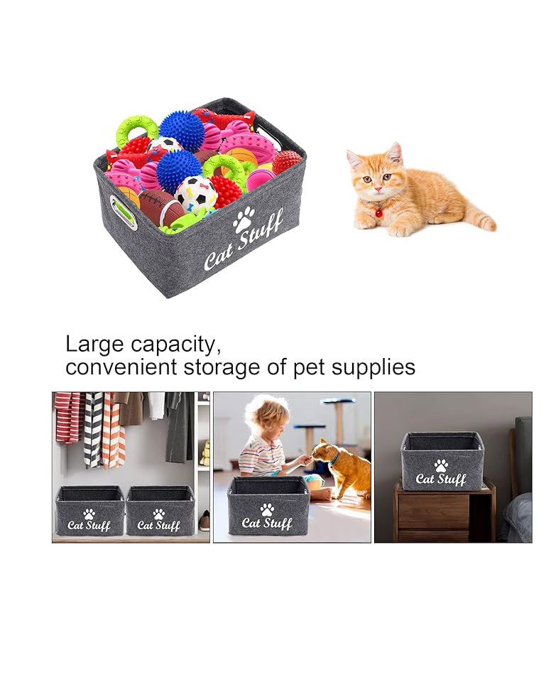 Morezi Felt Pet Toy Accessory Storage Basket Grey