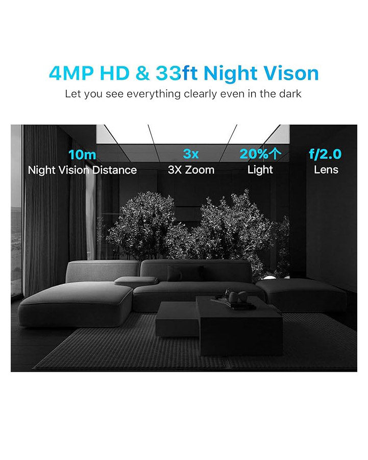 JUOVI 4MP Indoor Home Security Camera with 2.4/5 GHz WiFi
