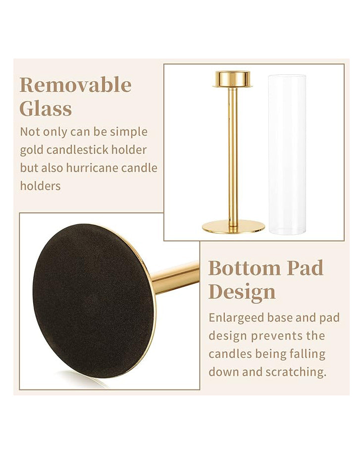 Gold Glass Candlestick Holders 3pcs 48/42/36cm 
