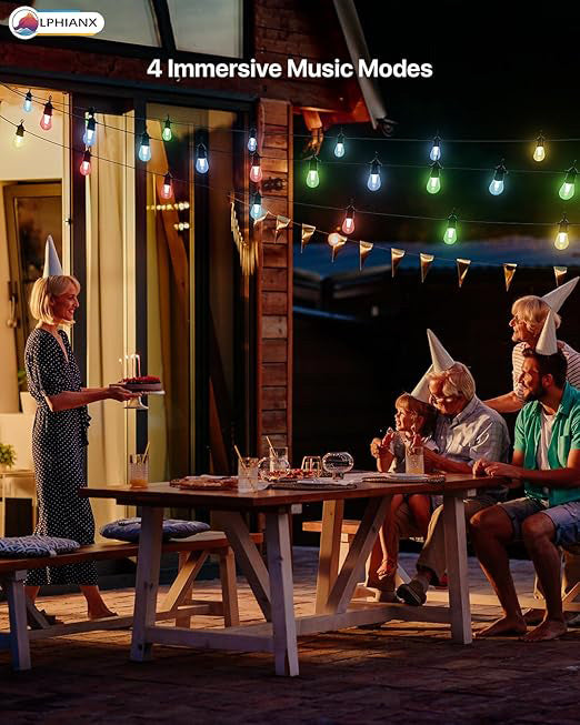 15 LED Outdoor String Lights with Remote APP Control 49FT
